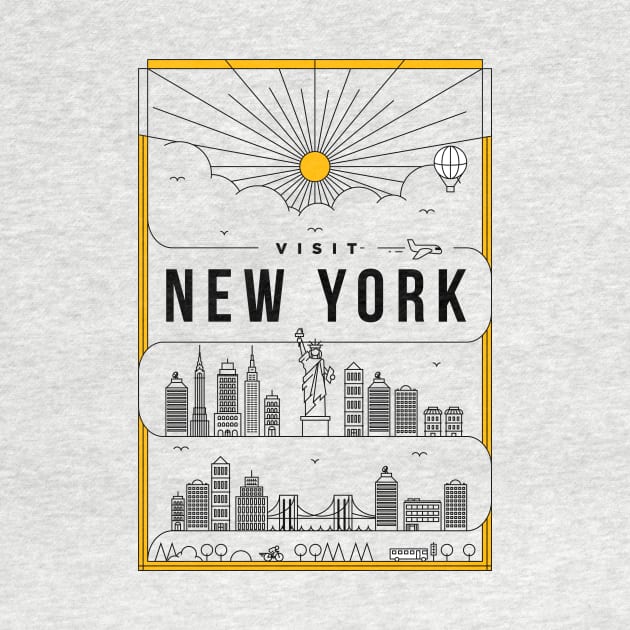 New York Minimal Lineal Poster by kursatunsal